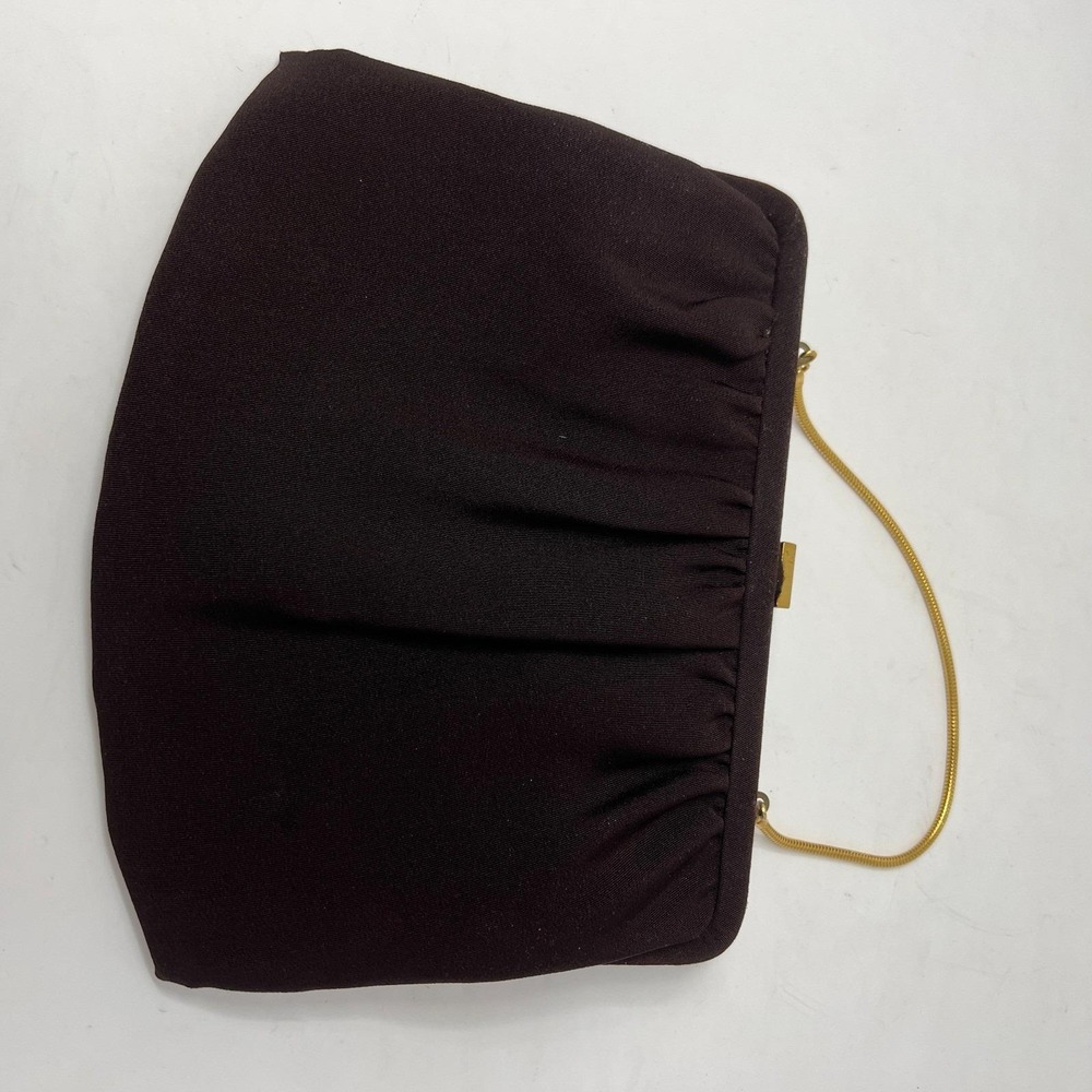 Vintage Millay Brown‎ Handbag Purse With Gold Metallic Rope Chain Handle - Picture 9 of 15